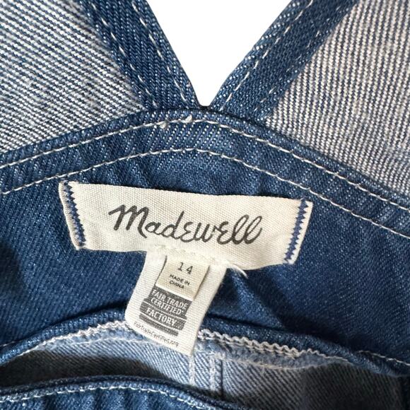 Madewell Overall Women 14 Blue Medium Wash Denim Super Wide-Leg Casual - Picture 11 of 12
